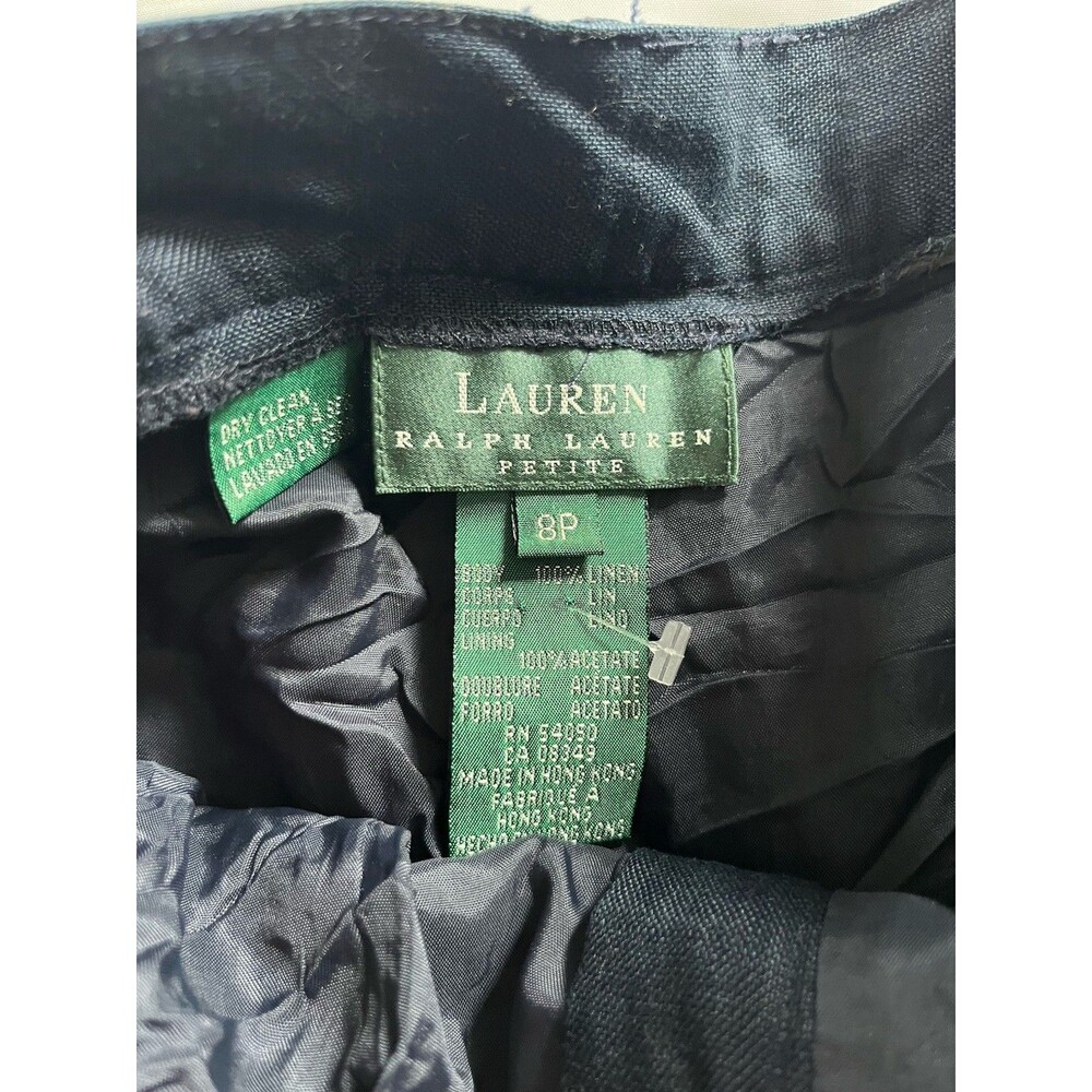 Lauren Ralph Lauren Petite Linen Pants Size 8P Black Pleated Preppy Work - Picture 10 of 11